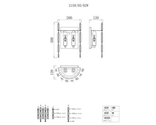 Настенный светильник Legacy 2158/05/02W Stilfort