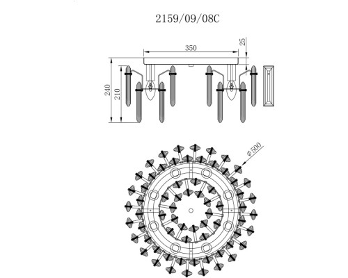 Потолочная люстра Ton 2159/09/08C Stilfort
