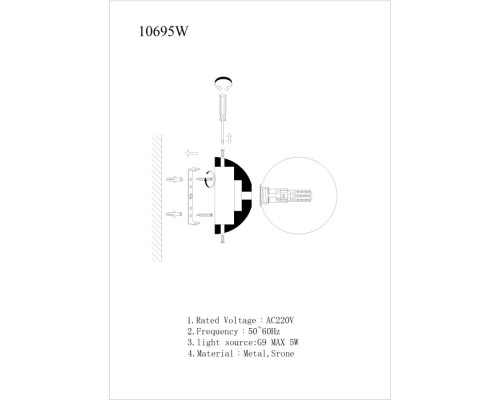 Настенный светильник Foxtrot 10695W/1-D100 BK-WH iLamp