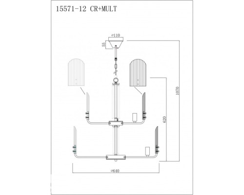 Подвесная люстра Dolce 15571-12 CR+MULT iLamp