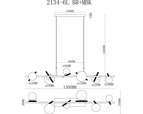 Подвесной светильник Golden 2134-6L BR+MBK iLamp