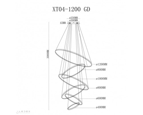 Подвесной светильник Axis XT04-D1200 GD iLedex