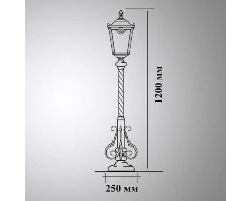 Наземный фонарь Квадро 25-001-ЧЗ Кузнечное дело