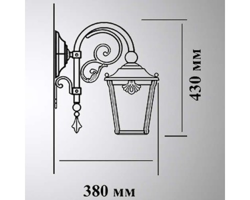 Настенный фонарь уличный Квадро 33-001-ЧЗ Кузнечное дело