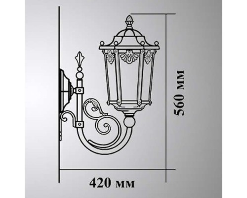 Настенный фонарь уличный Ретро 34-001-ЧЗ Кузнечное дело