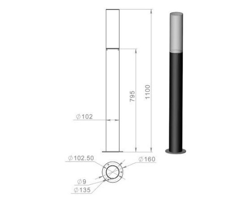 Наземный светильник Латина 130-31/b-05 Русские фонари