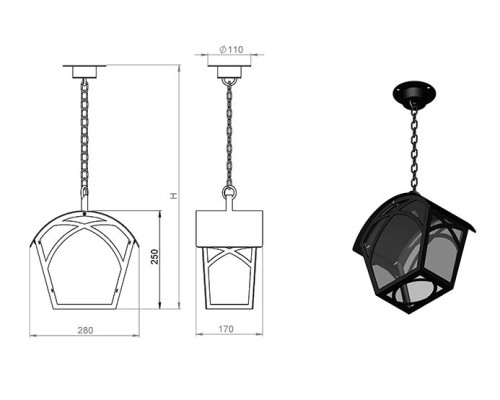 Уличный светильник подвесной Мадрид 140-01/b-11 Русские фонари