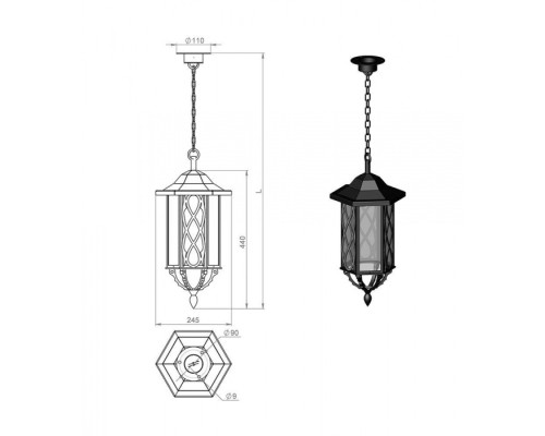 Уличный светильник подвесной Гранд 170-01/brc-11 Русские фонари