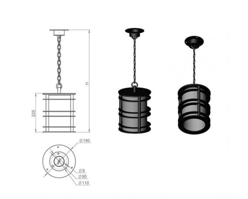 Уличный светильник подвесной Бордо 180-02/b-02 Русские фонари