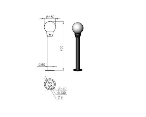 Наземный светильник Диано 200-31/b-09 Русские фонари