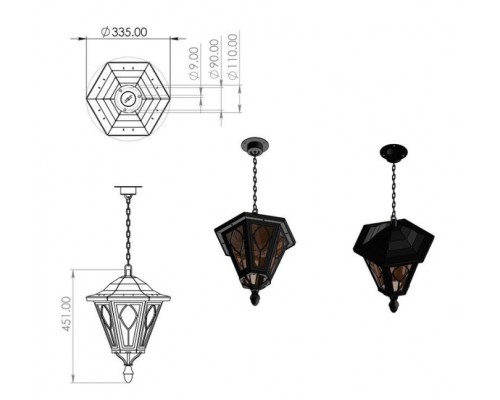 Уличный светильник подвесной Венеция 220-01/bgr-14 Русские фонари