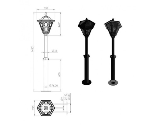 Наземный фонарь Венеция 220-41/bgr-14 Русские фонари