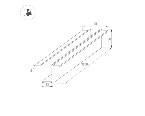 Трек встраиваемый MAG-TRACK-2538-F-3000 (BK) 033245 Arlight