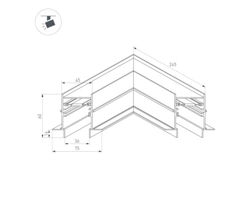 Коннектор угловой MAG-CON-4560-FDW-L90 (BK) 034681 Arlight