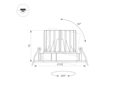 Светильник MS-FORECAST-BUILT-TURN-R102-12W Warm3000 (BK-BK, 32 deg, 230V) 035453 Arlight